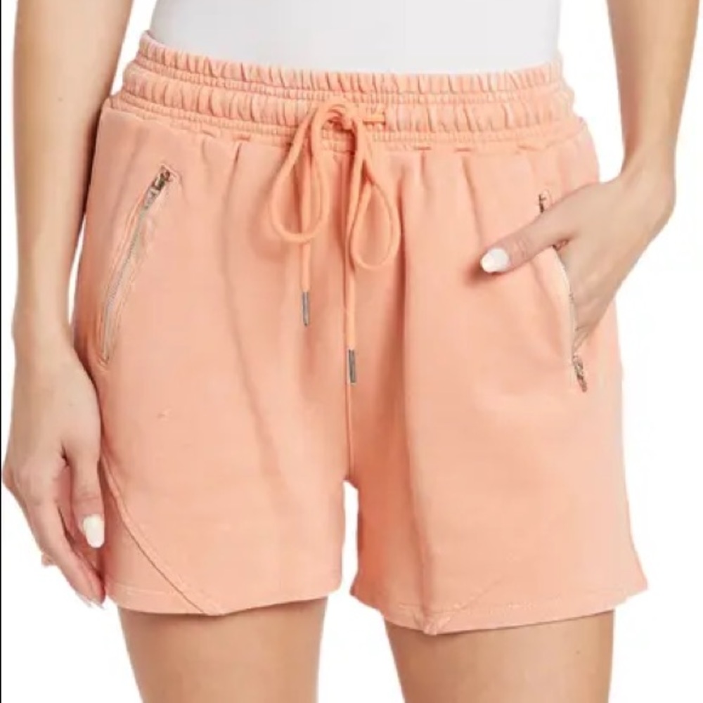 BlankNYC | Acid Wash Dye Drawstring Coral Pull-On Shorts XS